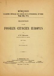 Cover of: Ergänzungen zu den fossilen Cetaceen Europa's