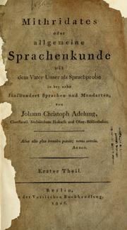 Cover of: Mithridates: oder allgemeine Sprachenkunde