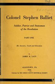 Colonel Stephen Balliet by James B. Laux