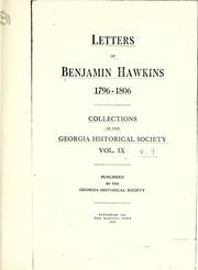 Cover of: Letters of Benjamin Hawkins, 1796-1806.