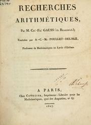 Cover of: Recherches arithmétiques by Carl Friedrich Gauss