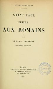 Cover of: Saint Paul épitre aux Romains.