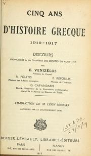 Cover of: Cinq ans d'histoire grecque, 1912-1917