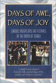 Cover of: Days of Awe, Days of Joy: Chasidic Insights into the Festivals of the Month of Tishrei