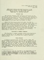 Cover of: Additional revenue-related provision in the President's fiscal year 1991 budget proposal: access to tax information by the Department of Veterans Affairs