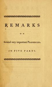 Cover of: Remarks on several very important prophecies by Granville Sharp