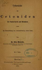 Cover of: Uebersicht der Cetoniden der Sunda-Inseln und Molukken by Otto Gottlieb Johann Mohnike