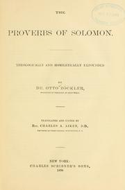 Cover of: The proverbs of Solomon by Otto Zöckler