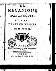 Cover of: La mécanique des langues, et l'art de les enseigner by Noël Antoine Pluche