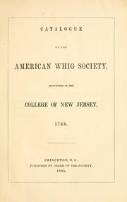 Catalogue of the American Whig Society