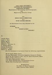 Cover of: The directional spectrum of a wind generated sea as determined from data obtained by the Stereo Wave Observation Project