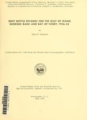 Drift bottle records for the Gulf of Maine, Georges Bank and Bay of Fundy, 1956-58