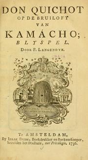 Cover of: Don Quichot: op de bruiloft van Kamácho; blyspel