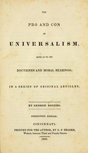The pro and con of Universalism by Rogers, George