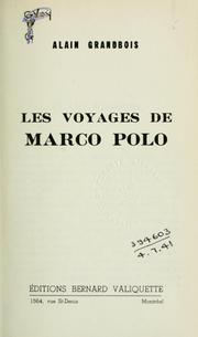 Cover of: voyages de Marco Polo.
