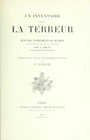 Cover of: Un inventaire sous la terreur.: État des instruments de musique relevé les émigrés et condamnés