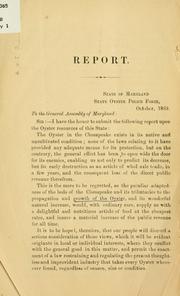 Report upon the oyster resources of Maryland, to the General assembly