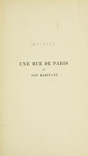 Cover of: Une rue de Paris et son habitant. by Honoré de Balzac