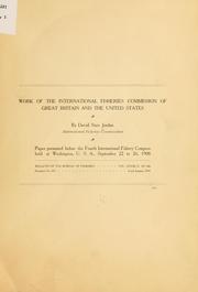 Cover of: Work of the International fisheries commission of Great Britain and the United States