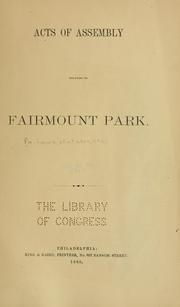 Cover of: Acts of Assembly relating to Fairmount park