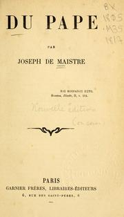 Cover of: Du Pape by Joseph Marie de Maistre