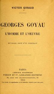 Cover of: Georges Goyau, l'homme et l'oeuvre