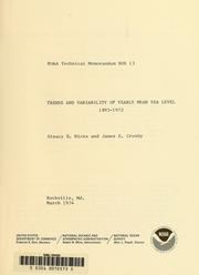 Cover of: Trends and variability of yearly mean sea-level, 1893-1972 by Steacy D. Hicks