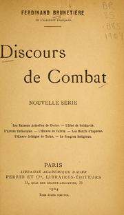 Cover of: Discours de combat by Ferdinand Brunetière