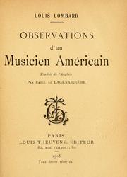 Cover of: Observations d'un musicien américain by Louis Lombard