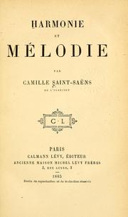 Cover of: Harmonie et mélodie