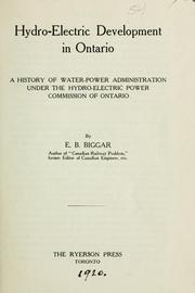 Cover of: Hydro-electric development in Ontario by Emerson Bristol Biggar