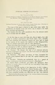 Cover of: Judicial errors in lunacy