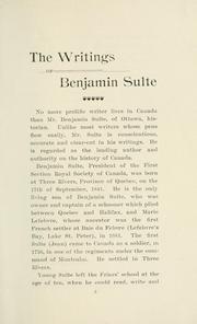 Cover of: The writings of Benjamin Sulte. by Henry J. Morgan
