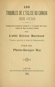 Les troubles de l'église du Canada en 1728 by Etienne Marchand