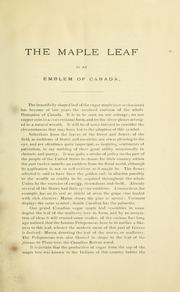 Cover of: maple leaf as an emblem of Canada: paper read before the Pioneer and Historical Society of the County of York, July 7, 1891