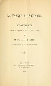 Cover of: La France & le Canada by Honoré Mercier
