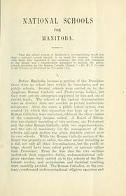 Cover of: National schools for Manitoba.