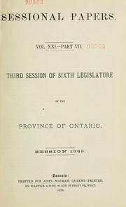 Cover of: ONTARIO SESSIONAL PAPERS. by Ontario. Legislative Assembly.