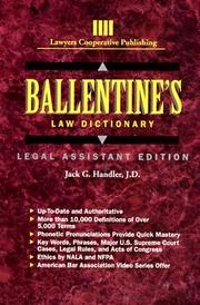 Front cover of Ballentine's law dictionary by Jack G. Handler