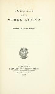 Cover of: Sonnet and other lyrics. -- by Robert Hillyer