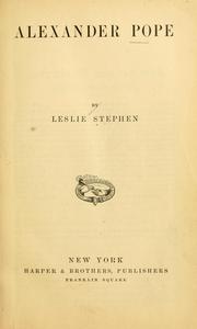 Cover of: Alexander Pope by Sir Leslie Stephen