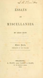 Cover of: Essays and miscellanies by Leigh Hunt