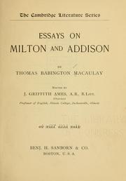 Cover of: Essays on Milton and Addison