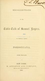 Cover of: Recollections of the table-talk of Samuel Rogers. | Samuel Rogers