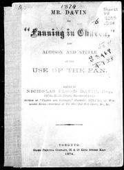 Cover of: Mr. Davin on "Fanning in church", and, Addison and Steele on the use of the fan