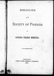 Cover of: Discipline of the Society of Friends of Canada yearly meeting