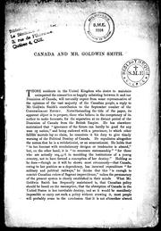 Cover of: Canada and Mr. Goldwin Smith