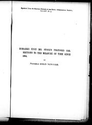 Cover of: Remarks upon Mr. Stone's proposed corrections to the measure of time since 1864 by Simon Newcomb