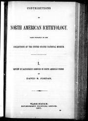 Cover of: Contributions to North American Ichthyology: based primarily on the collections of the United States National Museum