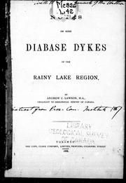 Cover of: Notes on some diabase dykes of the Rainy Lake region